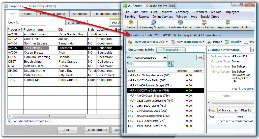 Export Visual Rental Pro properties into QuickBooks